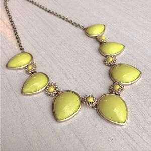 J. Crew Yellow Cabochon & Rhinestone Crystal Flower Gold Statement Bib Necklace